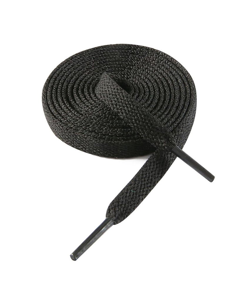 VSUDO 43" Flat Black Shoe Laces for Sneakers, Shoelaces for Sneakers, Replacements Shoe Strings for Women or Men (1 Pair-Black-110CM) - Image 1